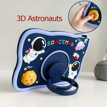 Cartoon Astronaut puzdro pre iPad 6. / 5. Generácie 9.7 palca 2018/2017 iPad Vzduchu 2 Prípad Rotujúce Stojan Silikónové puzdro Deti Obrázok