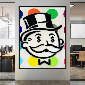 Vtipné Monopoly Peniaze Muž Plátno na Maľovanie na Stenu Umenie Plagáty a Vytlačí Graffiti Obrázky Domova Cuadros Obrázok