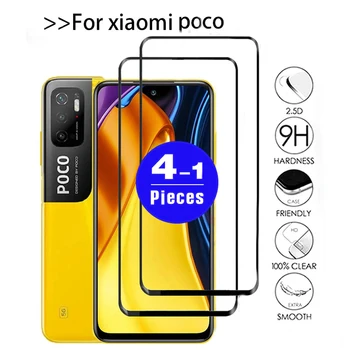 1-4Pcs Tvrdeného skla Pre Xiao Poco M5 M5s C40 C31 M4 5G X4 pro F4 F3 X3 GT NFC M3 M2 X2, F2 screen protector ochranná fólia Obrázok