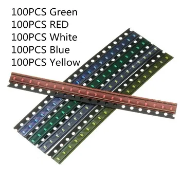 100KS*5 Farieb 0603 LED Dióda Sortiment SMD LED Dióda Súprava Zelená/ČERVENÁ/Biela/Modrá/Žltá Obrázok