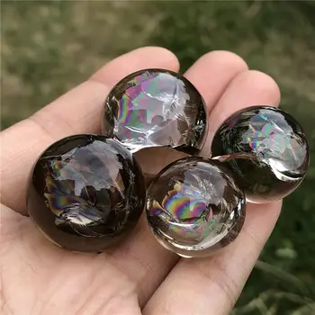 1PC prírodné rainbow údené quartz Crystal ball lopta 15 mm-20 mm Reiki liečenie Obrázok