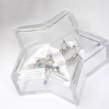 1Pc Tvorivé Nádherné Hviezdy Tvarované Akryl Šperky Box Európsky Štýl Transparentné Stola Drobnosti Úložný Box s Vekom Obrázok