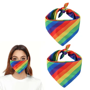 2 KS Pstruh Bandana Farebné Pride Dúhové Vlajky Vytlačené Jemný Prúžok Textílie Rainbow Šatka na krk Pre Dary, Tanec Cosplay Party Obrázok