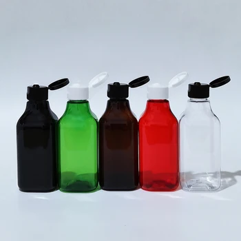 200 ml Prázdny Čierny Štvorec Plastové Cestovné Fľaše s Flip Top Spp,Naplniteľné Sprchový Gél, Šampón, Tekuté mydlo, Kozmetické balenia Obrázok