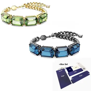 2023 Nové Millenia Osemhranné Rez Modrá Imitácia Crystal Green Náramok dámske Luxusné Vintage Šperky Vianočný Darček Obrázok
