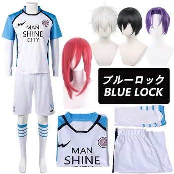 Anime Blue Lock Cosplay Kostým Červená Jednotné T-shirt Parochňu Mužov Chigiri Hyoma Seishiro Reo Mikage Nagi Cosplay Futbal Tepláková súprava Obrázok