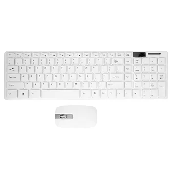 Bezdrôtové Slim Biela Klávesnica + Bezdrôtová Optická Myš, Nastavený pre PC a Notebook Obrázok