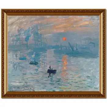 Dojem, Východ slnka Claude Monet Slávny obraz Krajiny Plátno Umenie Ručný Drevený Rám francúzsky Kresby na Kuchynskej Stene Dekor Obrázok
