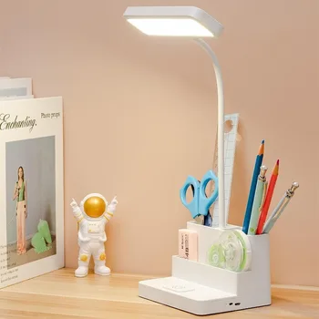 Držiak na pero s Malým LED stolná Lampa,Nabíjateľná stolná Lampa,Flexibilné Gooseneck,3 Farebné Režimy, Plynulou Stmievanie, Ochrana Očí Obrázok
