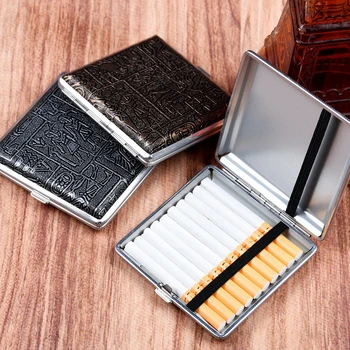 Dvakrát otvoriť Tabaku Prípade Kožené Fajčenie Box Cigariet Prípade Kapacitou 20 Cigariet Držiteľ Fajčenie Príslušenstvo Obrázok