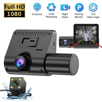 FHD 1080P Dash Cam 3-Objektív Auta DVR Video DashCam 3 Kanálový Video Rekordér Tri Spôsob, ako Čierna skrinka 2024 Obrázok