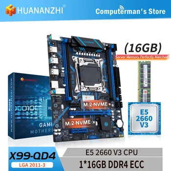 HUANANZHI X99 QD4 LGA 2011-3 XEON X99 základná Doska s procesorom Intel E5 2660 v3 s 1*16 G DDR4 RECC Combo Kit Set M. 2 NVME SATA Obrázok