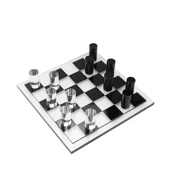 Jednoduché mramoru dekorácie high-end mramoru šach domáce dekorácie čierneho a bieleho mramoru ploche dekorácie Obrázok