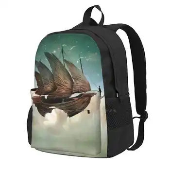 Lietajúce Cestovný Notebook Bagpack Školské Tašky Lietajúce Lode Fantasy Neskutočný Christian Obrázok