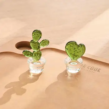 Miniatúrne Dekoratívne Figúrka Ornament Kaktus Ozdoby Dobré Remeselné spracovanie Skla Kaktus Bonsai pre Tabuľku Obrázok