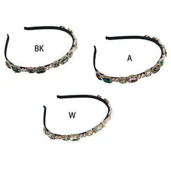 MXMB Barokový Šperky Tenké hlavový most Ženy Farebné Imitácia Crystal Non-Slip Vlasy Hoop Lesklé pre Drahokamu Svadobné Šatka na krk Obrázok