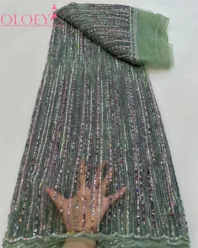 Móda Elegantný Francúzsky Výšivky Ťažké Ženícha Čipky Textílie Afriky Nigérijský S Flitrami Textílie Pre Svadobné Šaty Obrázok