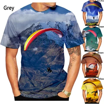Nové Módne pánske a dámske Letné Bežné Krátky Rukáv Extrémne Športy Paraglider 3D Vytlačené T-shirt Streetwear Tričko Top Obrázok