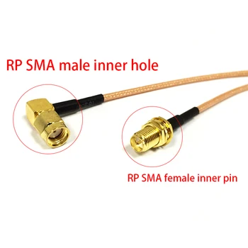 Nové Zadnej strane RP-SMA Female Konektor Prepínač RP-SMA Male Plug Pravý Uhol Konvertor RG316 Jumper Kábel 15 CM Pre WIFI Anténu Obrázok