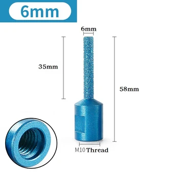 Prst Bit Frézovanie, Rezanie 1PC 6/10/15 mm Modrá Efektívny Výkon Závit M10 Kameň Pre Vŕtanie Vysokej Kvality Obrázok