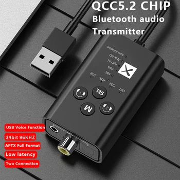 Qualcomm QCC3056 24Bit Bluetooth 5.2 Audio Vysielač aptX LL HD Adaptívne USB, 3.5 mm AUX Optického Vlákna Koaxiálny Adaptér Bezdrôtovej siete Obrázok