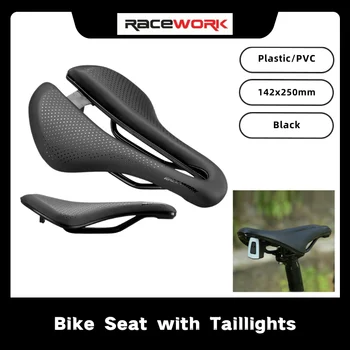 RACEWORK Pro4 MTB Bike Sedlo Duté Mäkké Pohodlné, Priedušné Sedadlo s Varovanie zadné svetlo s USB Cestnej Časti Bicyklov Obrázok