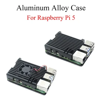 Raspberry Pi Prípade Hliníkovej Zliatiny puzdro Chladenie Ochranné Box S PWM Ventilátor Pre Raspberry Pi 5 Obrázok