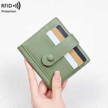 RFID Antimagnetic dámske Peňaženky, Kreditné Karty, Multi-Slot Karty Držiteľ Ľahké Dievčatá Mince Kabelku PU Krátke Dámske Peňaženky Pracka Obrázok