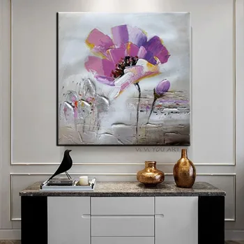 Ručné Kvet Maľby Spolu s Paletu Nôž Abstraktné Akryl Kvet Wall Art, Spálne, Luxusné Dekoračné Maľby Obrázok