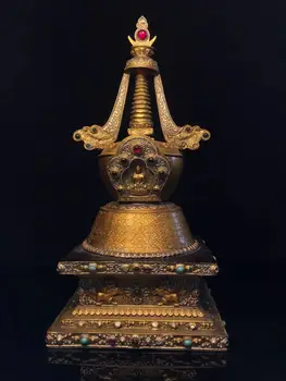 Staré Qing Dyansty a pagoda vykladané drahými kameňmi v medi,Ručné Obrázok