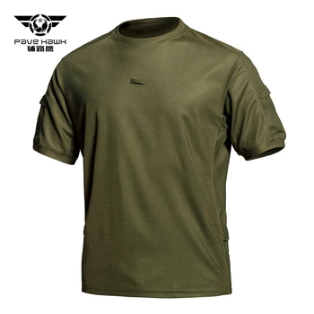 Taktické T-Shirt Kolo hrdlom oblečenie Mužov Vojenskej rýchle Suché T-shirt Krátkym Rukávom Letné Vonkajšie Cool Tričko Kamufláž T-shirt Obrázok