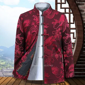 Tang Vyhovovali Čínske Tradičné Oblečenie pánske Full-rukávy Kung Fu Oblečenie Nový Rok Oblečenie Retro Party pánske Sako Kabát Obrázok