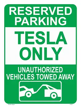 Tesla Parkovanie IBA Podpísať - Perfektný Darček, Novinky Office Obchod Domova Stenu Doska Dekorácie Znamenie, 12'x8' Robustný Ťažkých Kovov Obrázok