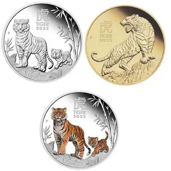 Tiger Zverokruhu Pamätné Mince Šťastie Elizabeth II Suvenír Mince Strieborné Pozlátené Gilding Pre 2022 Nový Rok je Darček, Suvenír, Co Obrázok