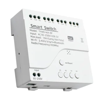 Tuya Smart Wifi Motorových Switch Modul RF 433 Rádiové Diaľkové Ovládanie 4CH Inching Relé pre Alexa Domovská stránka Google, 4CH AC85-250V Obrázok