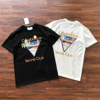 V Lete Hrad Trojuholník Casablanca Tenisový Klub, T Košele Muži Ženy Logo Emo Anime Šaty Čaj Vysokej Kvality Krátky Rukáv T-Shirts Obrázok