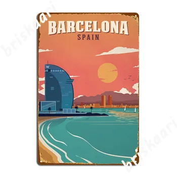 Vintage Barcelona Španielsko Pláži Plagát Kovové Prihlásiť Stene Krčmy Vlastná Kuchyňa, Garáž Dekorácie Tin Podpísať Plagát Obrázok