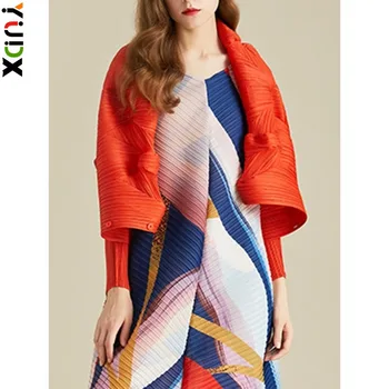 YUDX Miyake Skladaný Klope Ženy Bundy Celý Rukáv Singel svojim Všestranný Nové 2023 Jeseň Fashion Farbou Žena Topy Obrázok