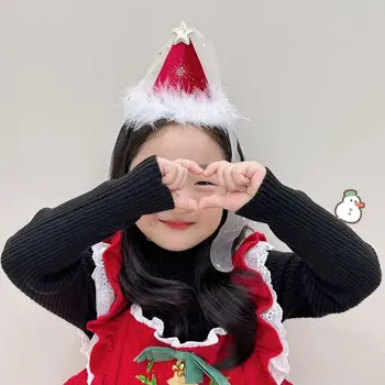 Šťastné A Veselé Vianoce, Výzdoba Červená Vianočné Hat Vlásenky Star Pierko Deti Vianočné Vlasy Klip Vianočné Spp Kórejský Vlasy Príslušenstvo Obrázok