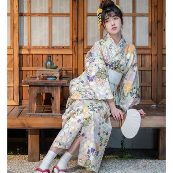 Ženské Lepšiu Tanečné Oblečenie S Vrások bez Žehlenie-Free Župan Japonsko Kimono Žena Formálne Šaty Kimono Plus Pás Oblek Obrázok